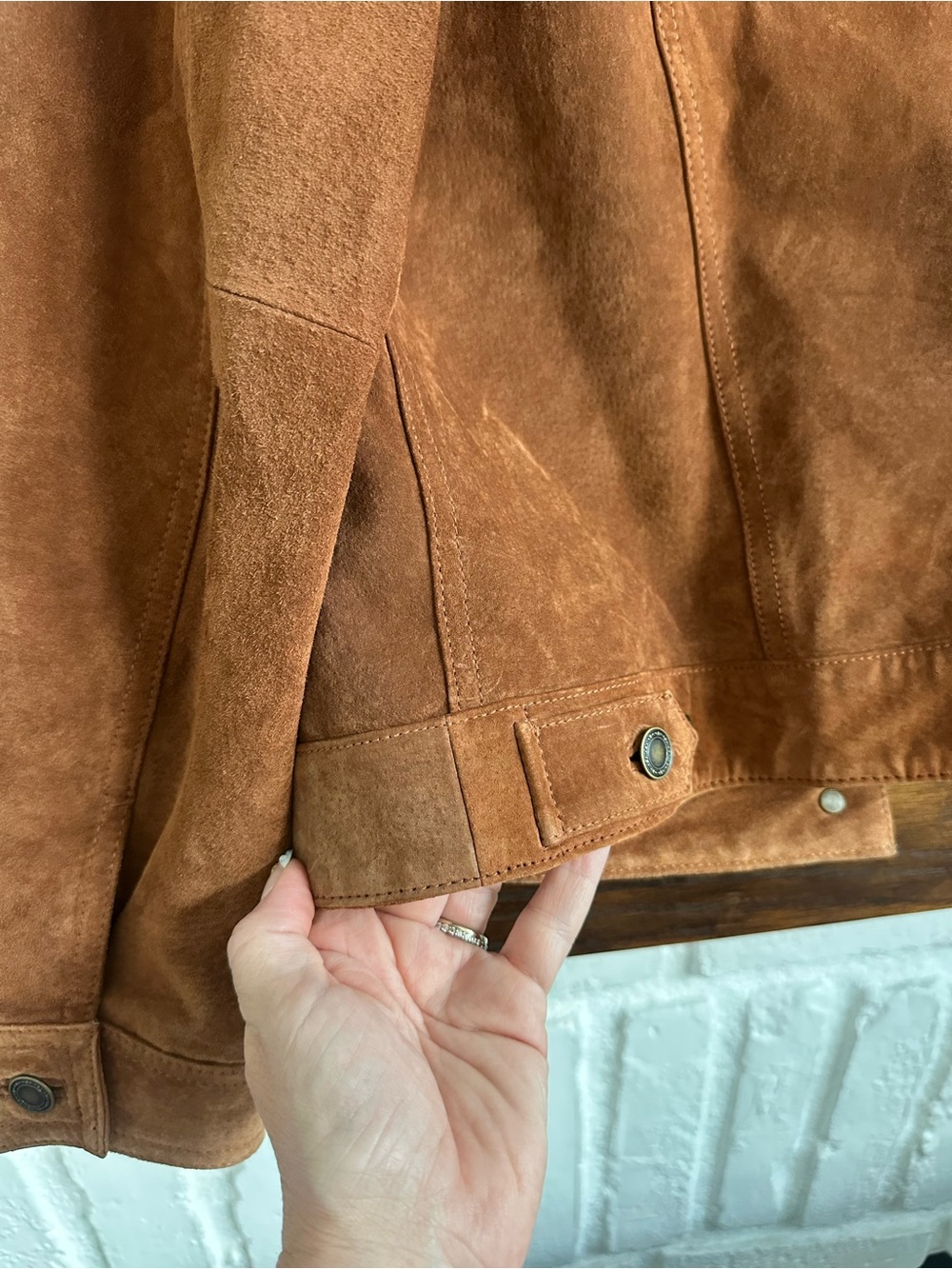 Charter Club Genuine Leather Cognac Brown Trucker Jacket Women's Medium - Picture 8 of 8